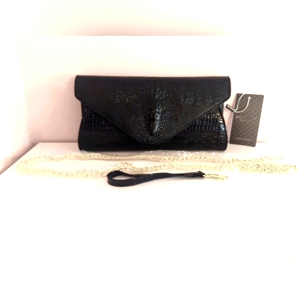 NWT Faux Croc Black Patent 3 in 1 Clutch - Picture 2 of 13